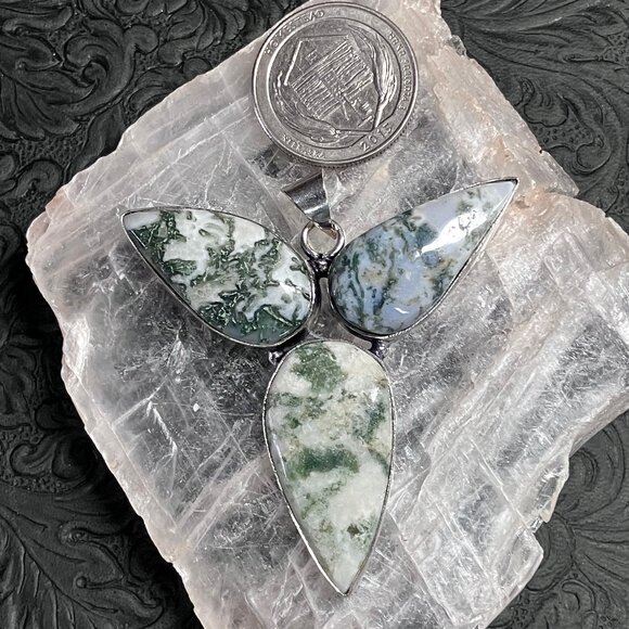 Triple Tree Agate Pendant Stone Crystal Jewelry - Picture 5 of 5